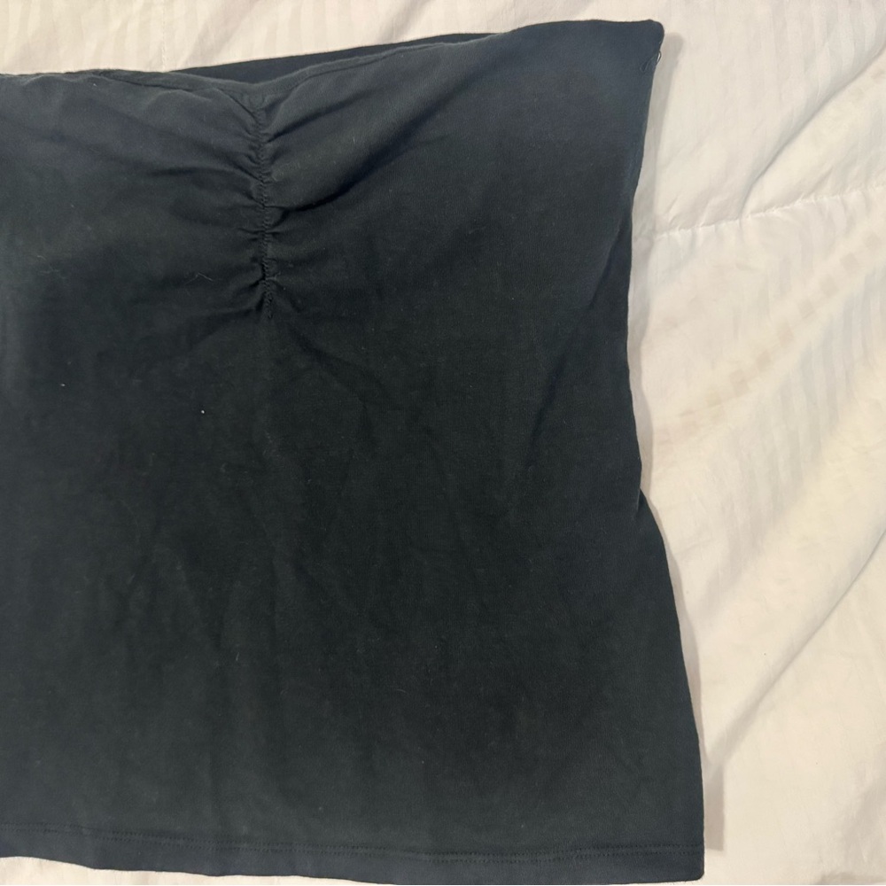 Brandy Melville Black Ruched Crop Top